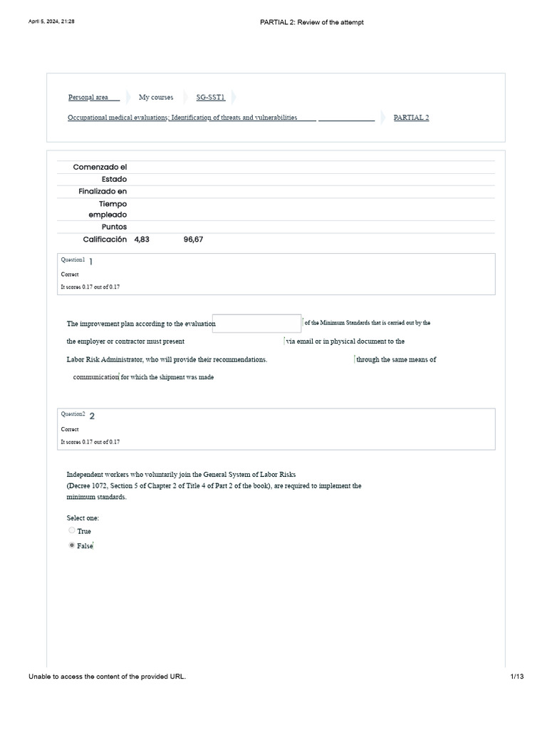Self-Assessment and Improvement Plans in SG-SST | PDF | Employment ...
