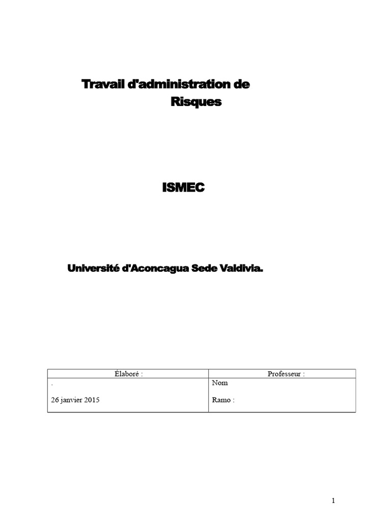Méthode ISMEC : Gestion des Risques en Entreprise | PDF | Gestion des ...
