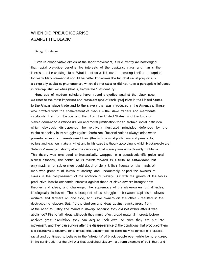 When Did Prejudice Against Black People Arise 2017 | PDF | Slavery ...