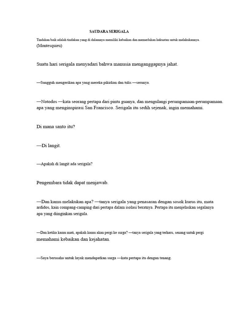 Serigala dan Pertapa: Kebaikan Terungkap | PDF
