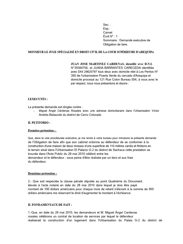 Demande d'exécution d'obligation de construire | PDF | Loi commune
