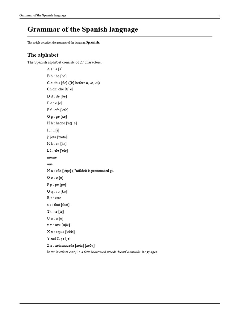 Spanish Language Grammar Overview | PDF | Verb | Morphology