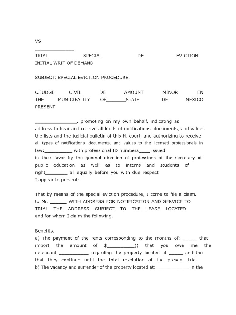 Special Eviction Procedure Document | PDF | Lease | Lawsuit