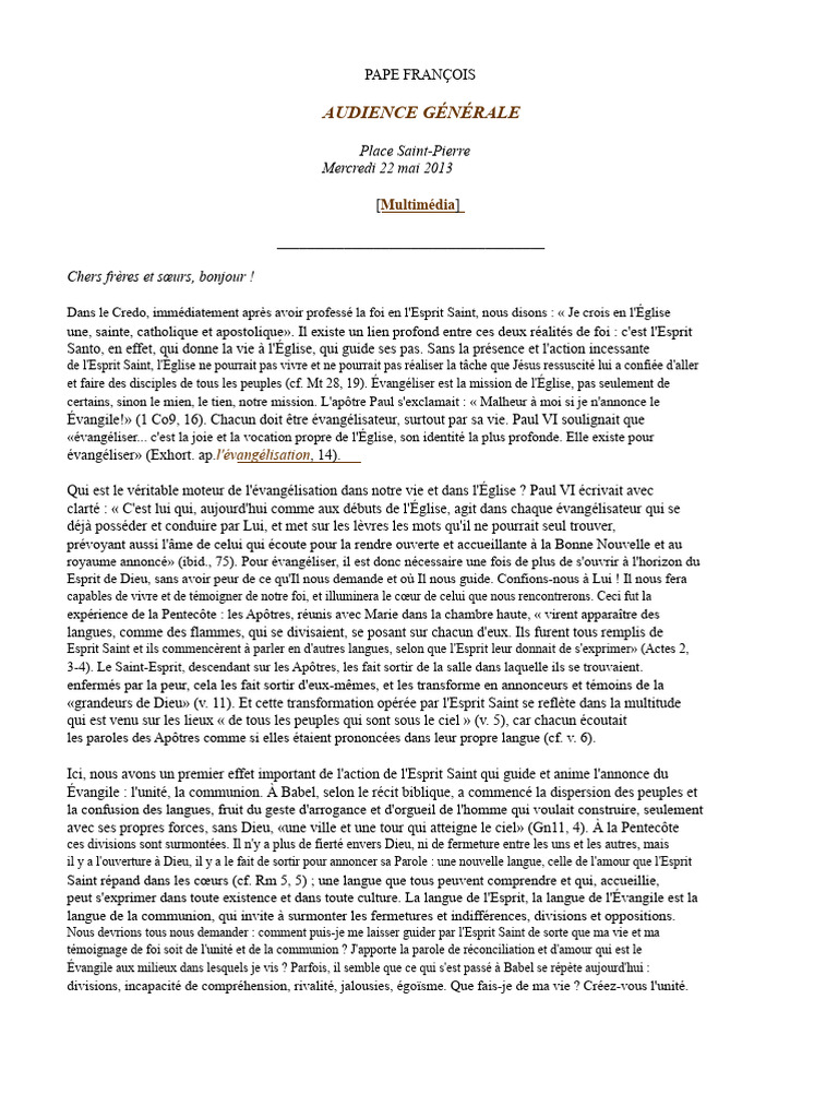 L'Esprit Saint et l'Évangélisation | PDF | Saint-Esprit | Église chrétienne