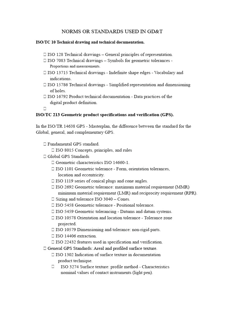 GD&T Standards and Norms Overview | PDF