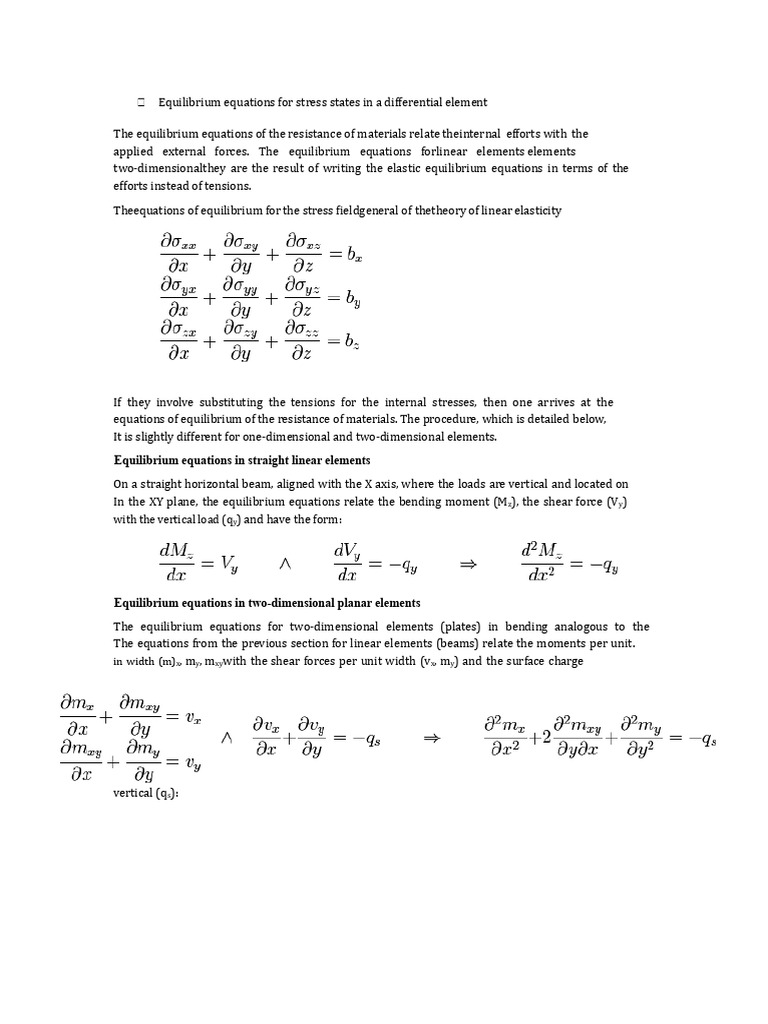 Equilibrium Equations in Material Strength | PDF | Stress (Mechanics ...