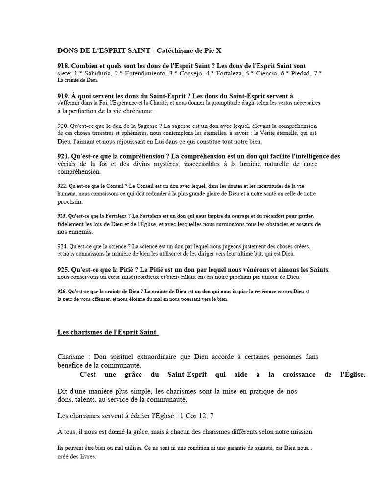 Dons et charismes de l'Esprit Saint | PDF | Saint-Esprit | Dieu