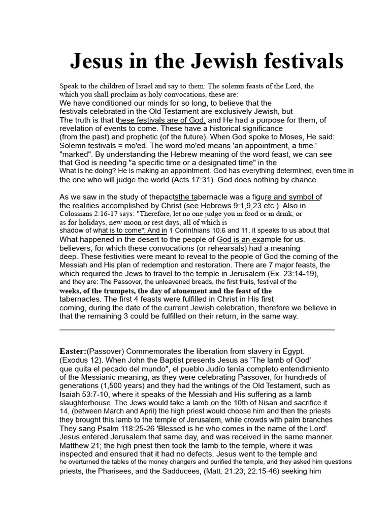 Jesus and the Jewish Festivals | PDF | Rosh Hashanah | Passover
