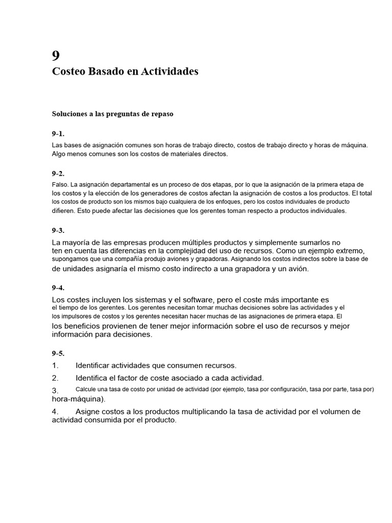 Soluciones de Ejercicios Del Capítulo 9 | PDF | Costo | Business