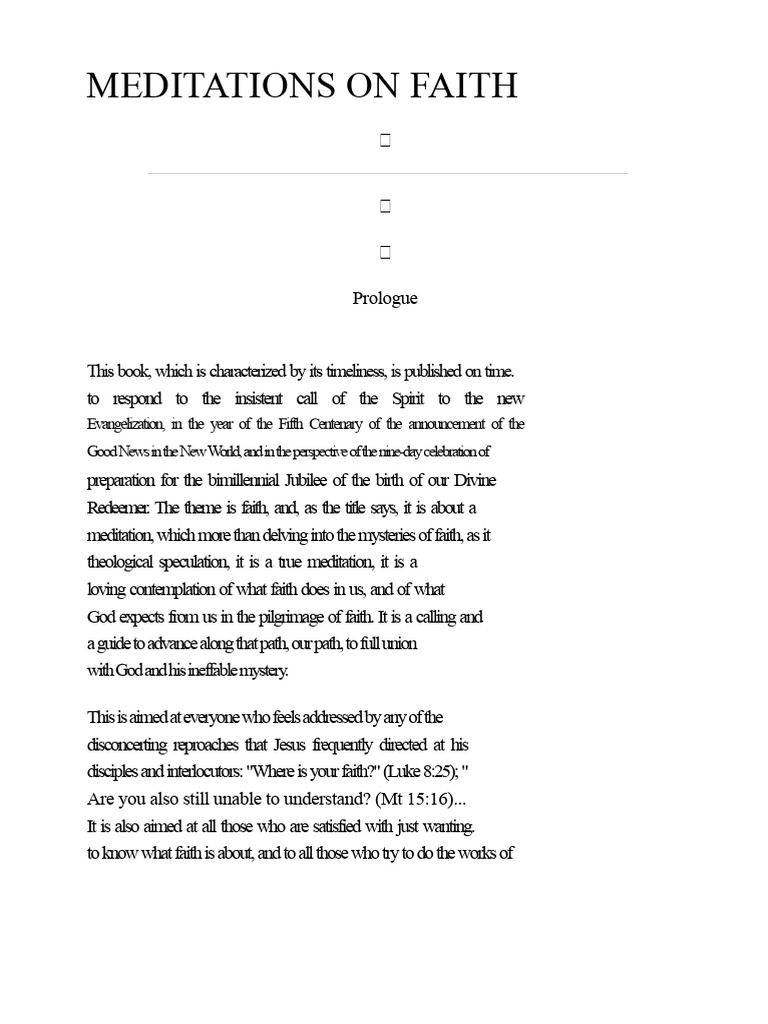 Meditations on Growing in Faith | PDF | Faith | Jesus