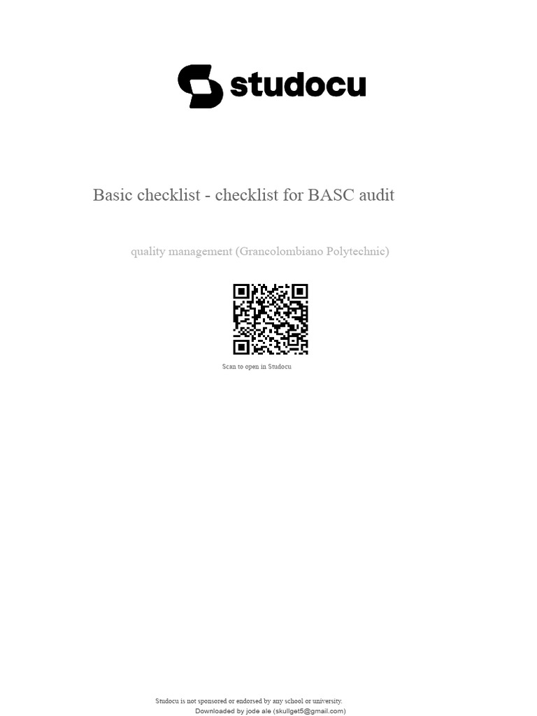 BASC Audit Checklist for Quality Management | PDF | Audit