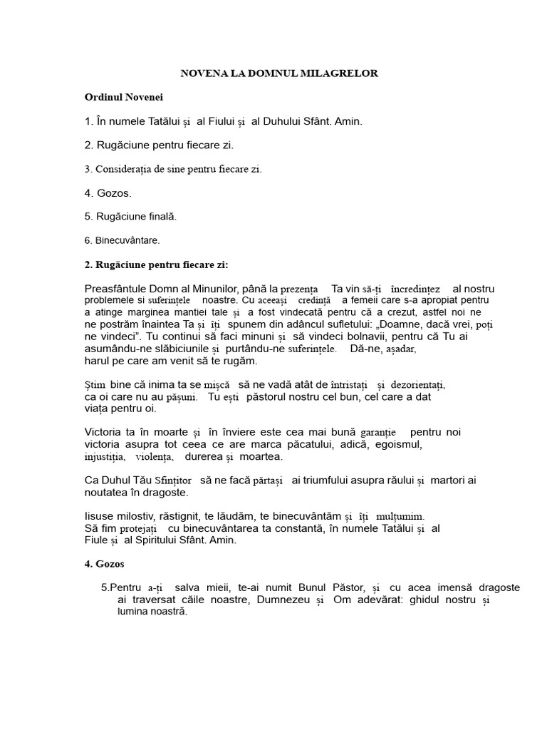 Novena La Domnul Milagrelor | PDF