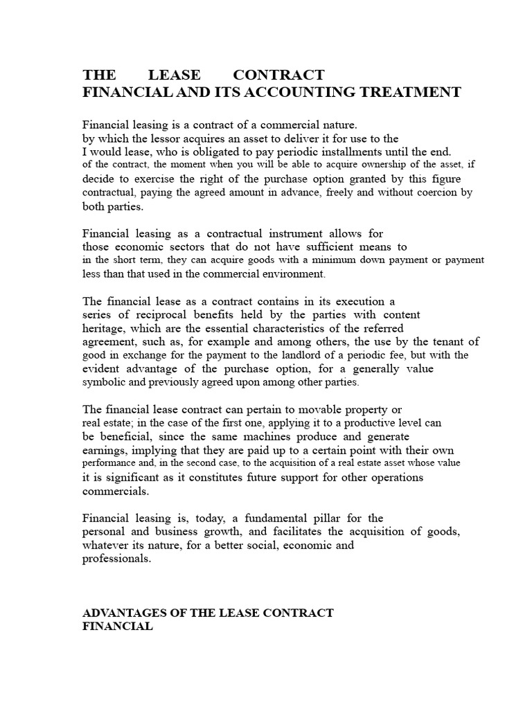 Financial Leasing Contract Overview | PDF | Lease | Depreciation
