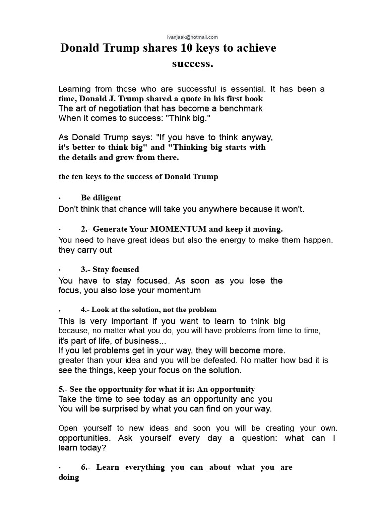 Trump's 10 Keys to Success | PDF
