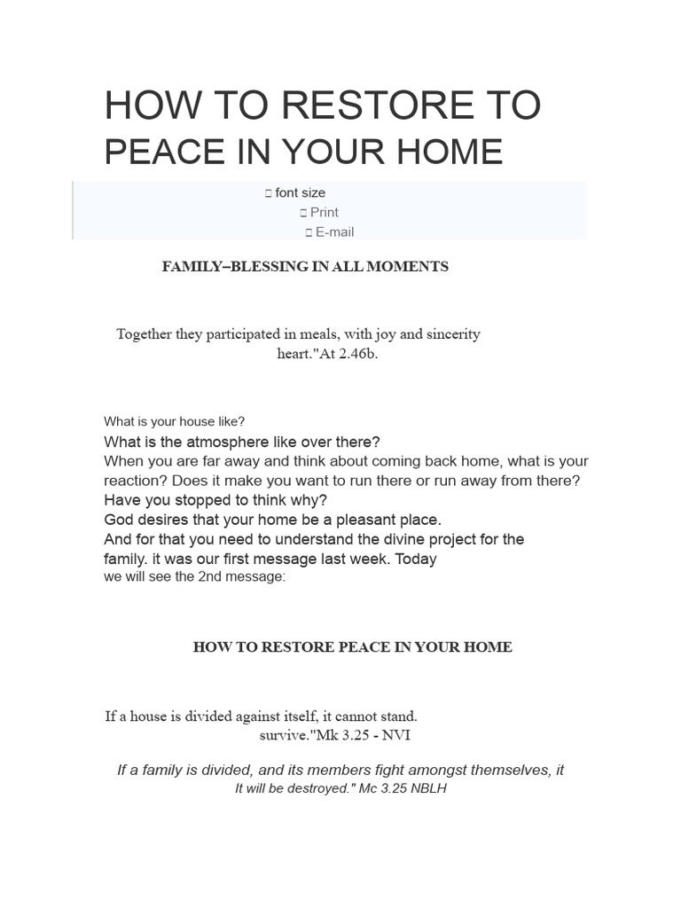 How To Restore Peace in Your Home | PDF | Jesus | God In Christianity