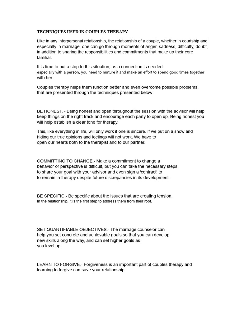 Effective Techniques for Couples Therapy | PDF | Attachment Theory ...