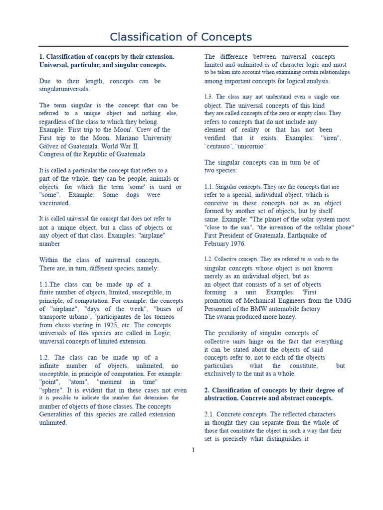 Classification of Concepts | PDF | Concept | Abstraction