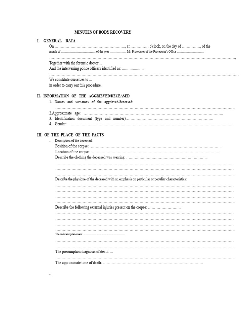 Death Body Recovery Report | PDF | Common Law | Public Law