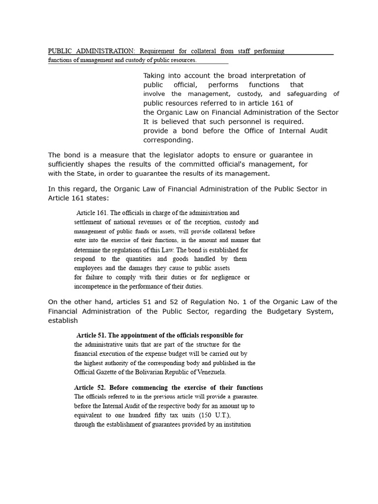 Collateral Requirements for Public Officials | PDF | Audit | Government ...