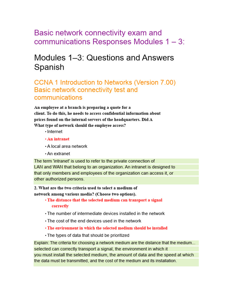 Basic Network Connectivity Exam Insights | PDF | Computer Network ...