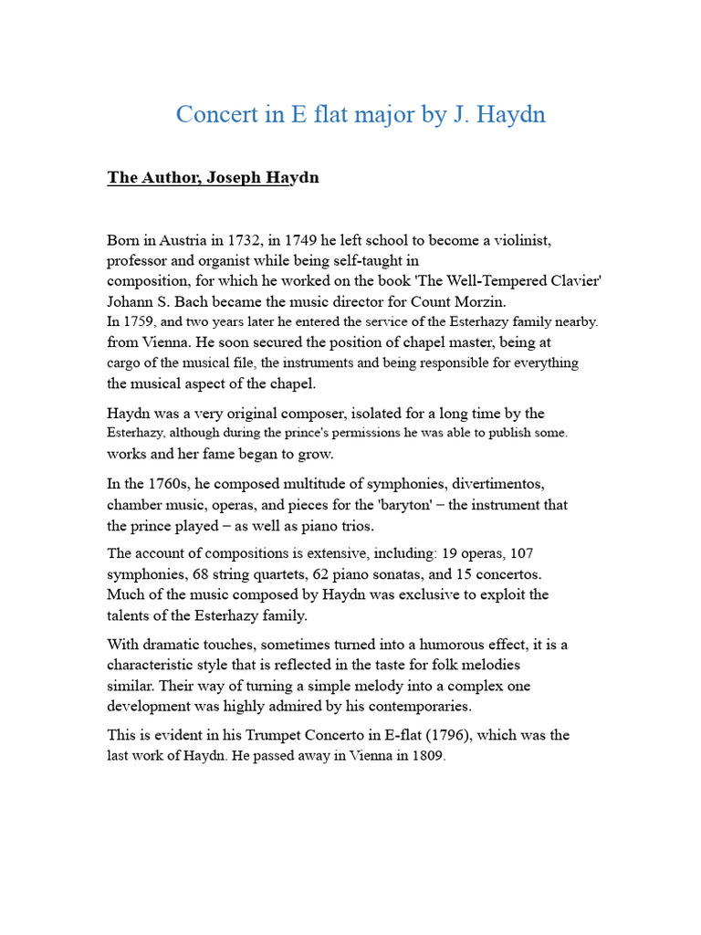 Haydn's Trumpet Concerto Overview | PDF