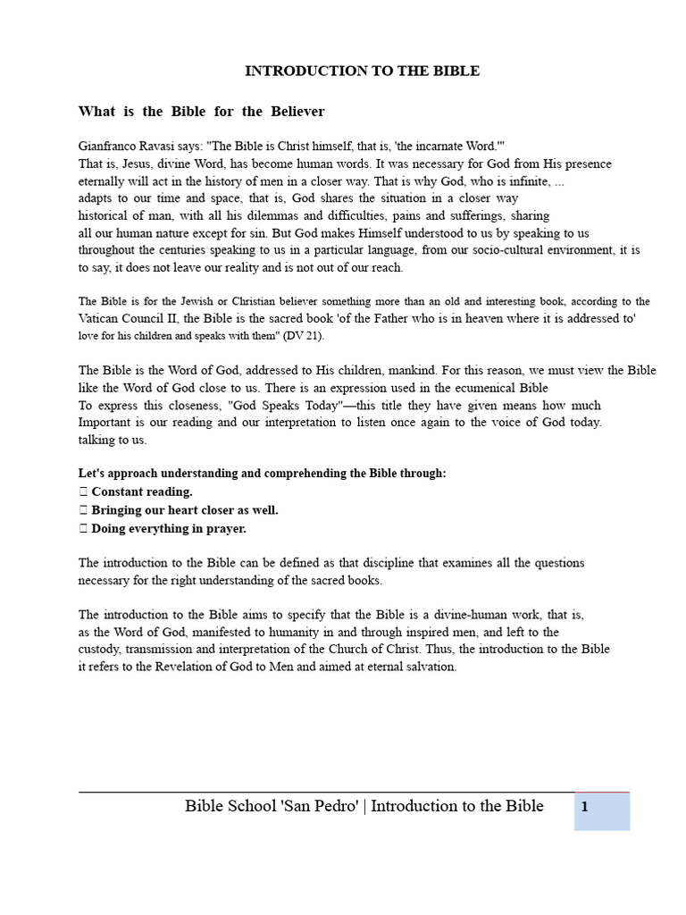 INTRODUCTION TO THE BIBLE Brochure | PDF | Bible | Old Testament