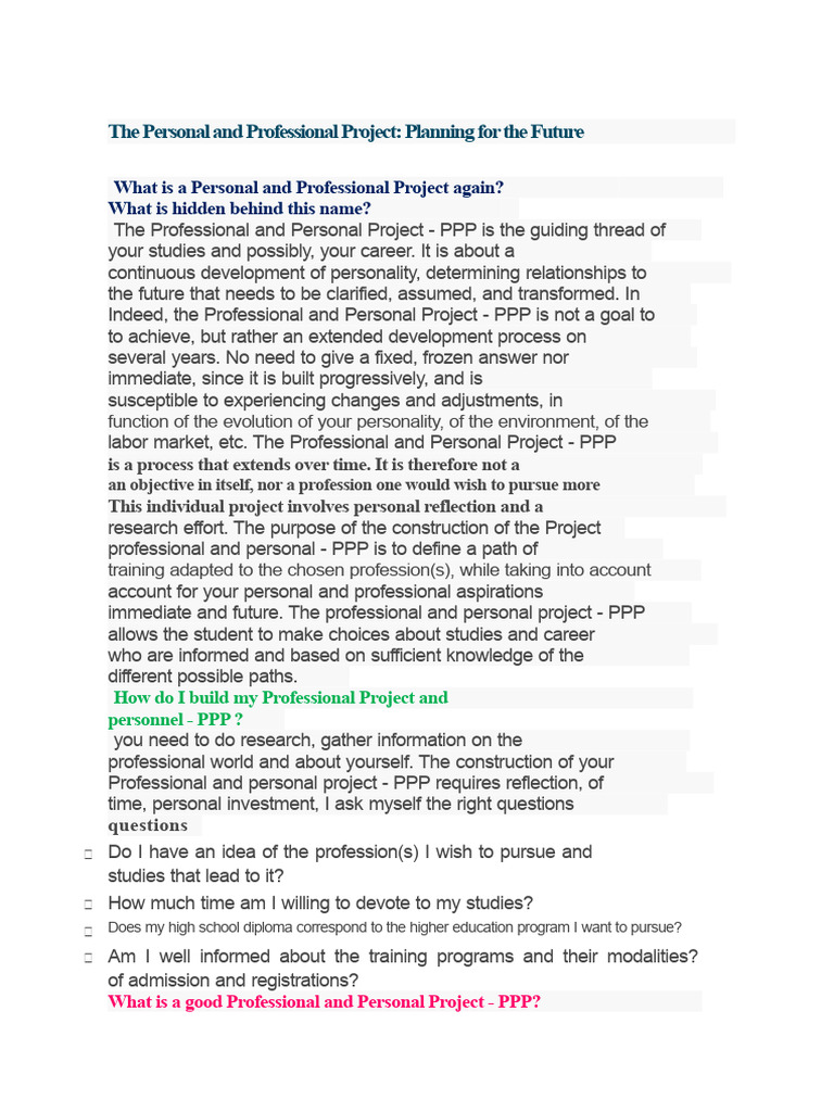 Building Your Personal and Professional Project | PDF | Knowledge ...