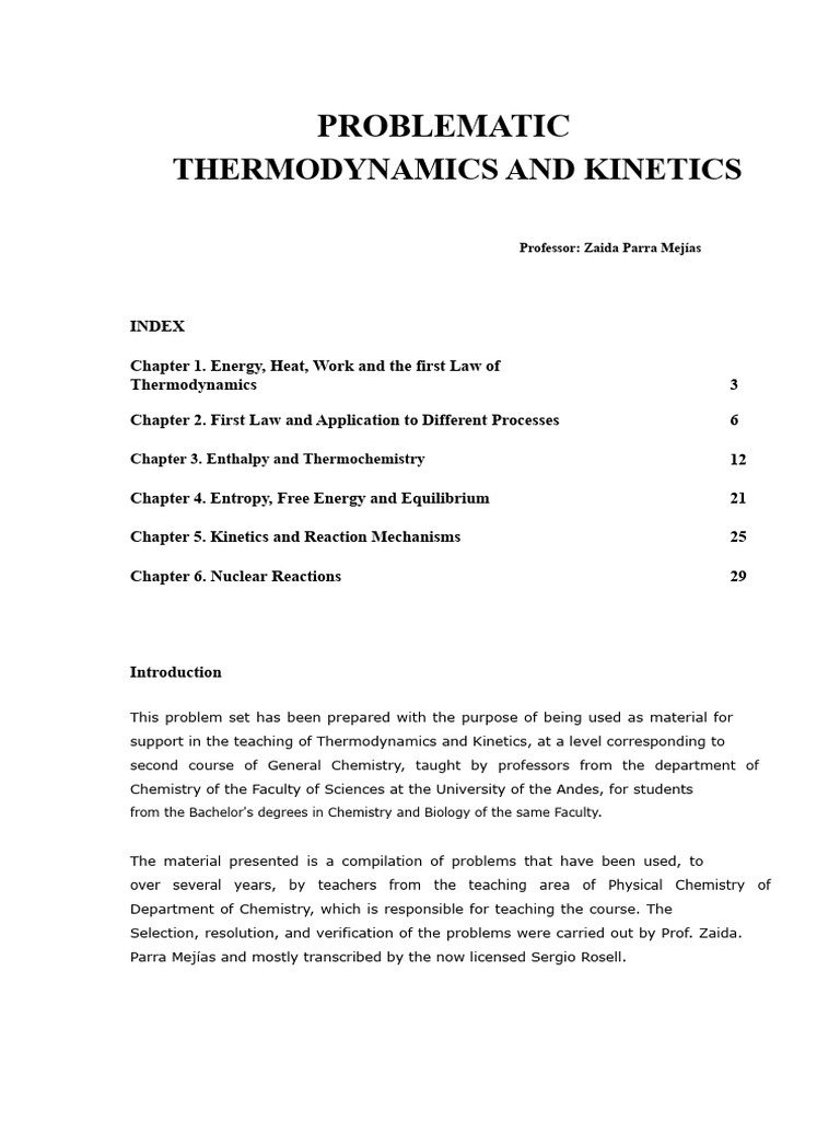 Thermodynamics and Kinetics Problem Set | PDF | Sucrose | Gases