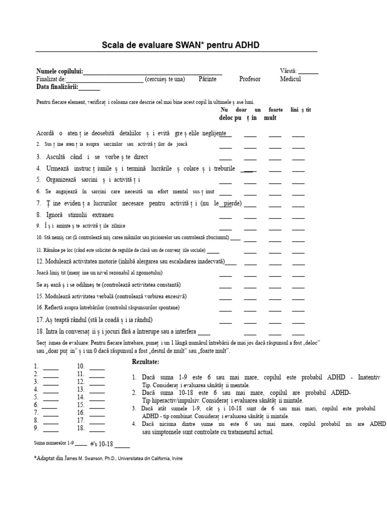 Scala de Evaluare Swan | PDF