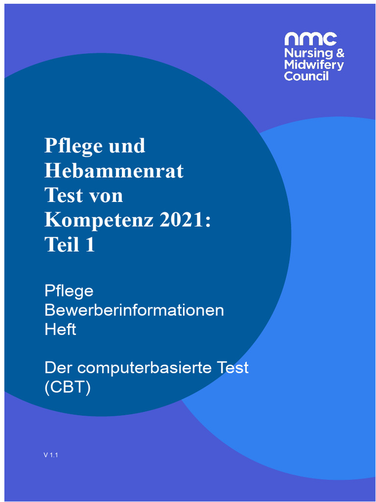 Test Der Kompetenz 2021 CBT Informationsbroschüre Für Pflegekräfte | PDF