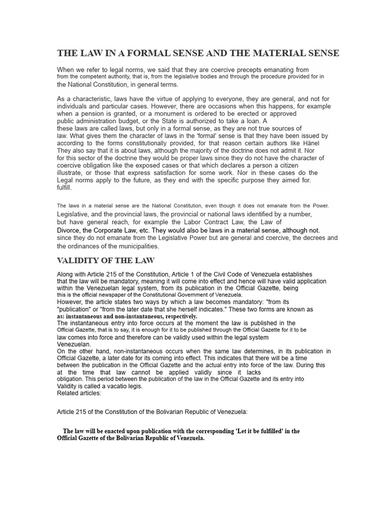 Understanding Formal and Material Law | PDF | Rights | Venezuela