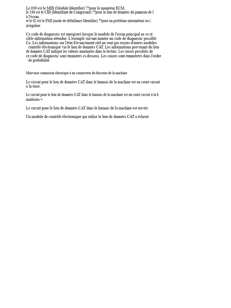 Codes de diagnostic CAT et causes d'erreurs | PDF