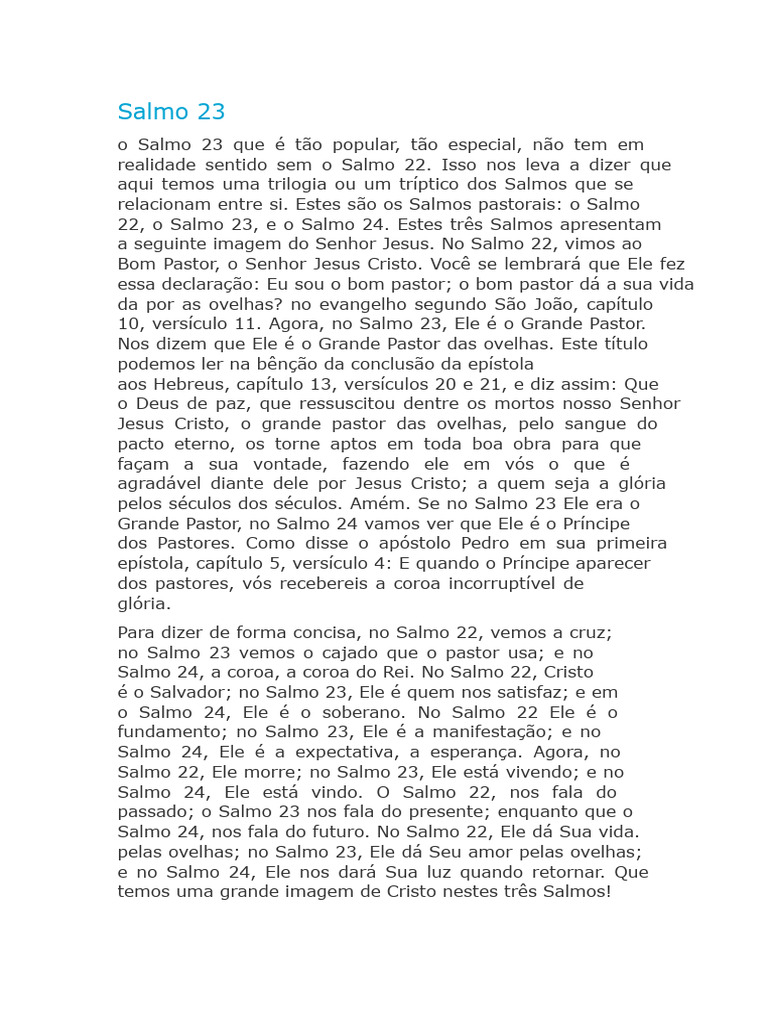 Salmo 23 estudo | PDF | Jesus | Salmos