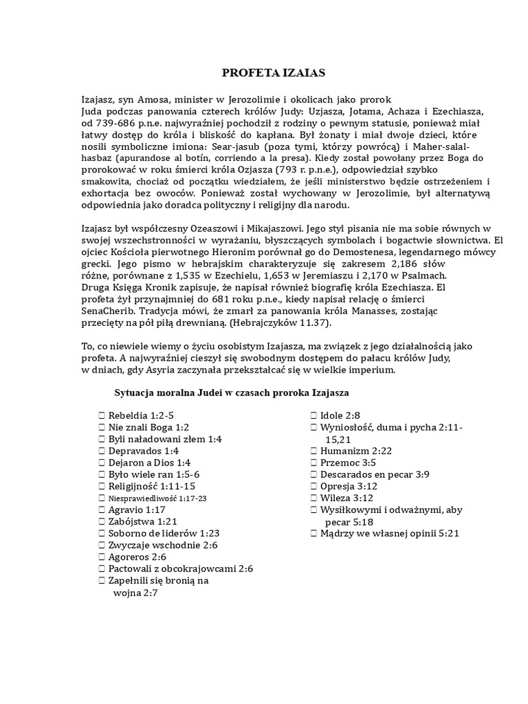 Biografia Profeety Izaias | PDF