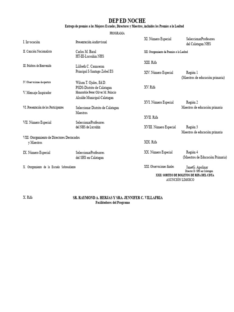 Programa Nocturno Deped Final | PDF