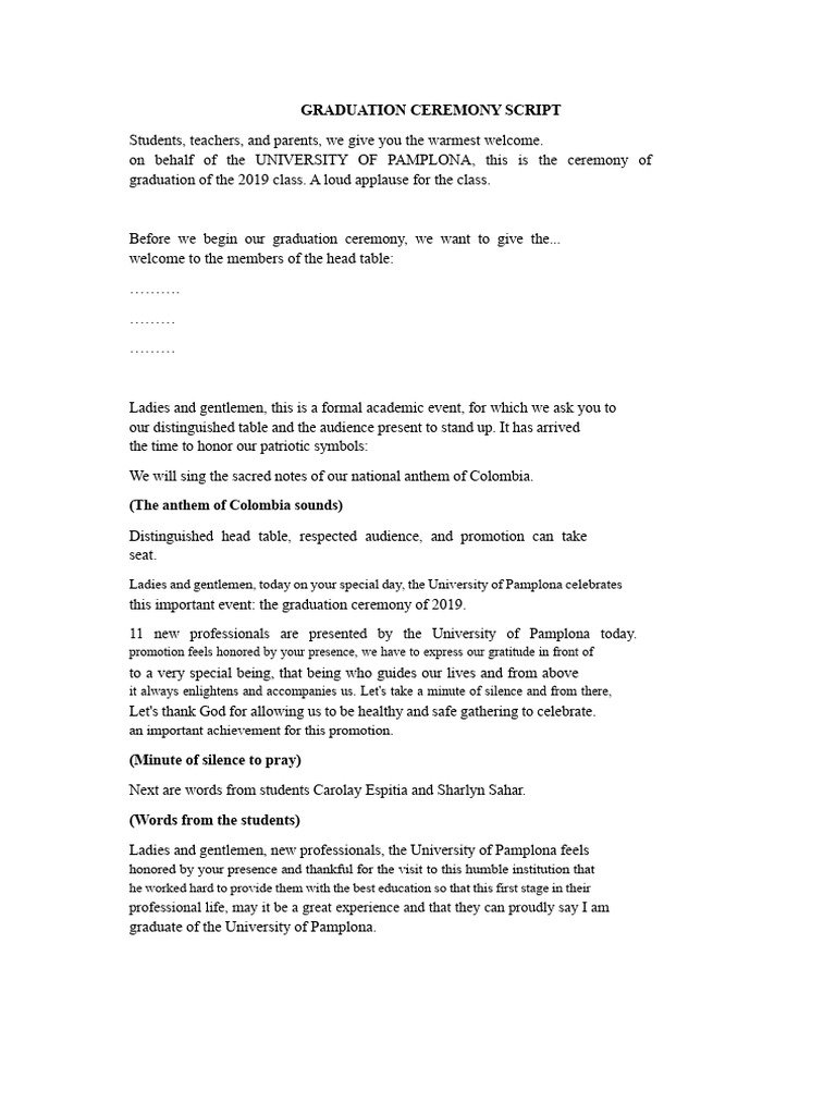 Graduation Ceremony Script | PDF