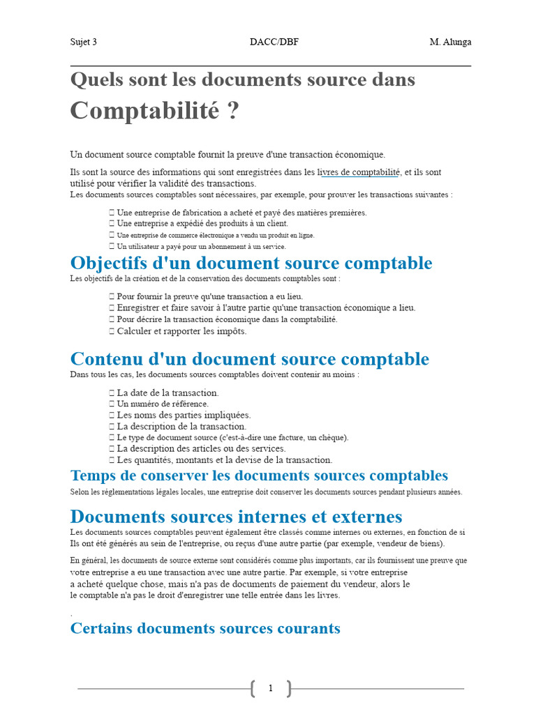 Documents sources en comptabilité | PDF | Facture | Banques