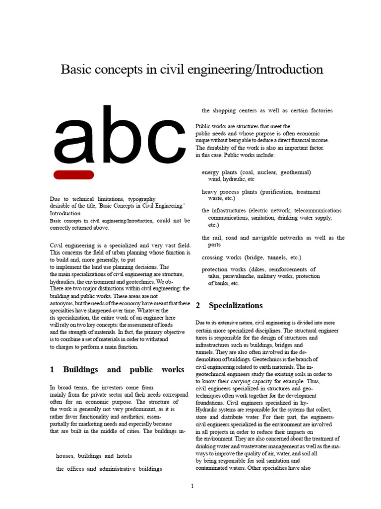 Introduction to Civil Engineering Concepts | PDF | Civil Engineering ...