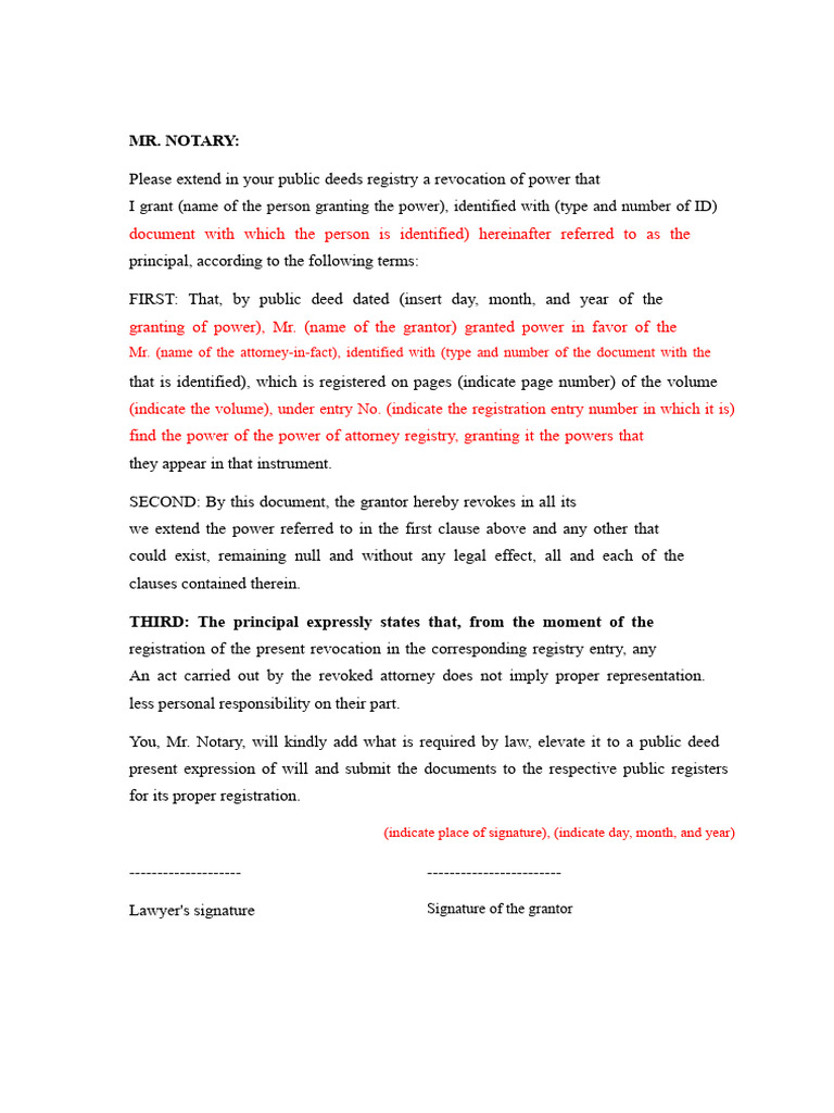 POWER OF ATTORNEY REVOCATION - Template | PDF
