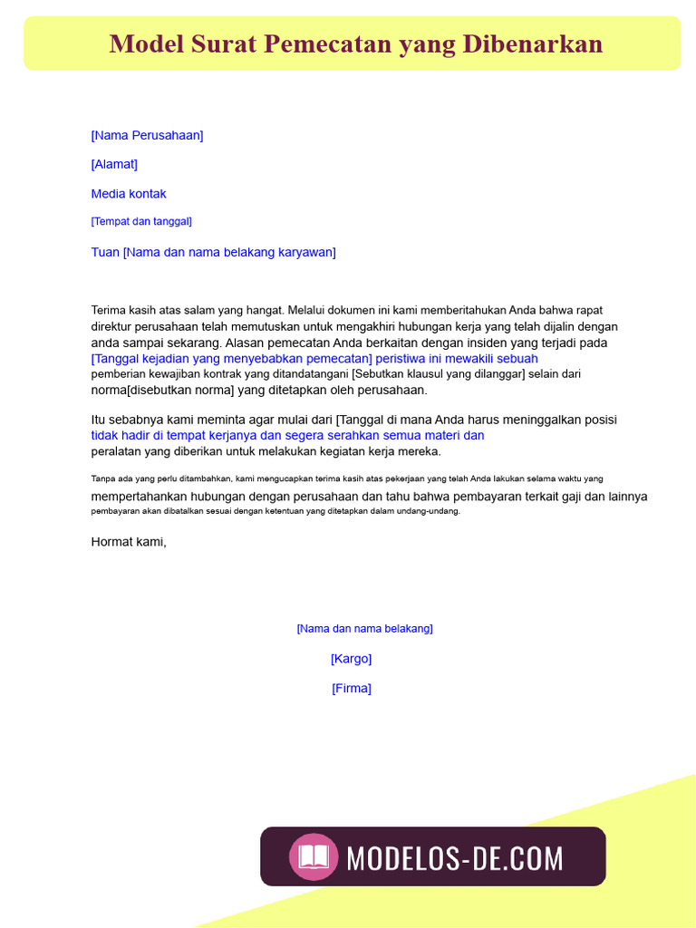 Contoh Surat Pemecatan Resmi | PDF