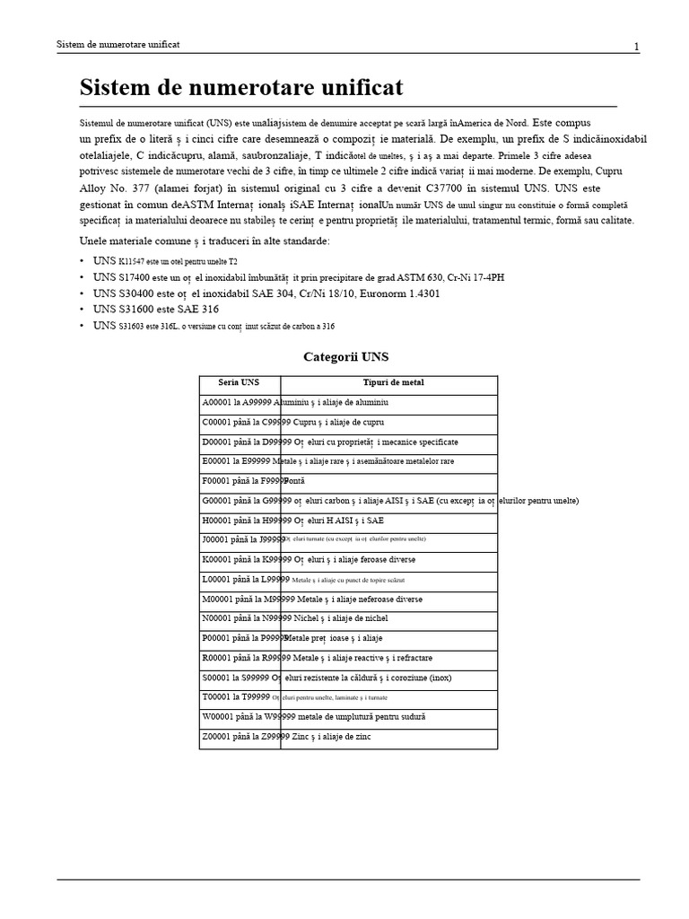 Numere UNS | PDF