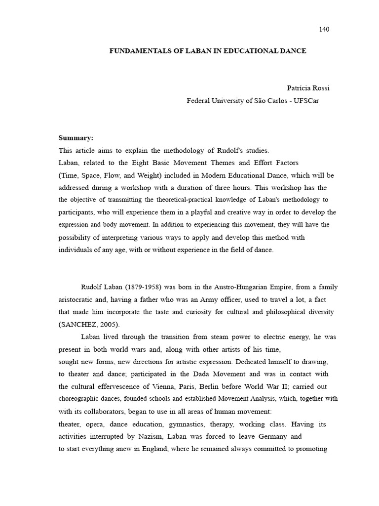 Laban's Methodology in Educational Dance | PDF | Dances | Methodology
