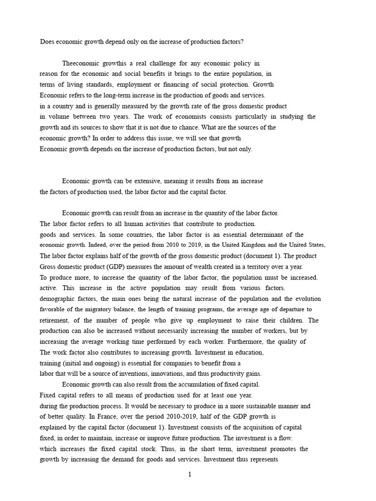 Factors Influencing Economic Growth | PDF | Economic Growth | Gross ...