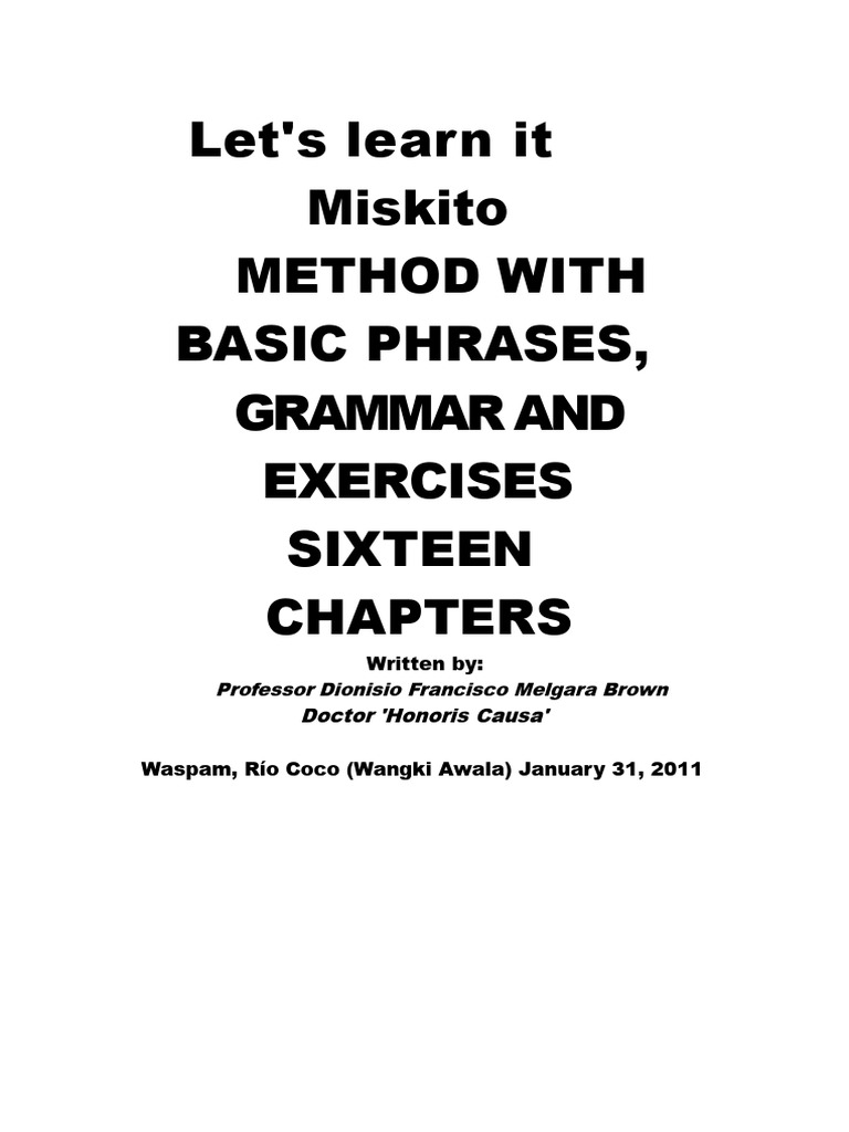 Miskito Language: Phrases and Grammar Guide | PDF | Linguistics | Syntax