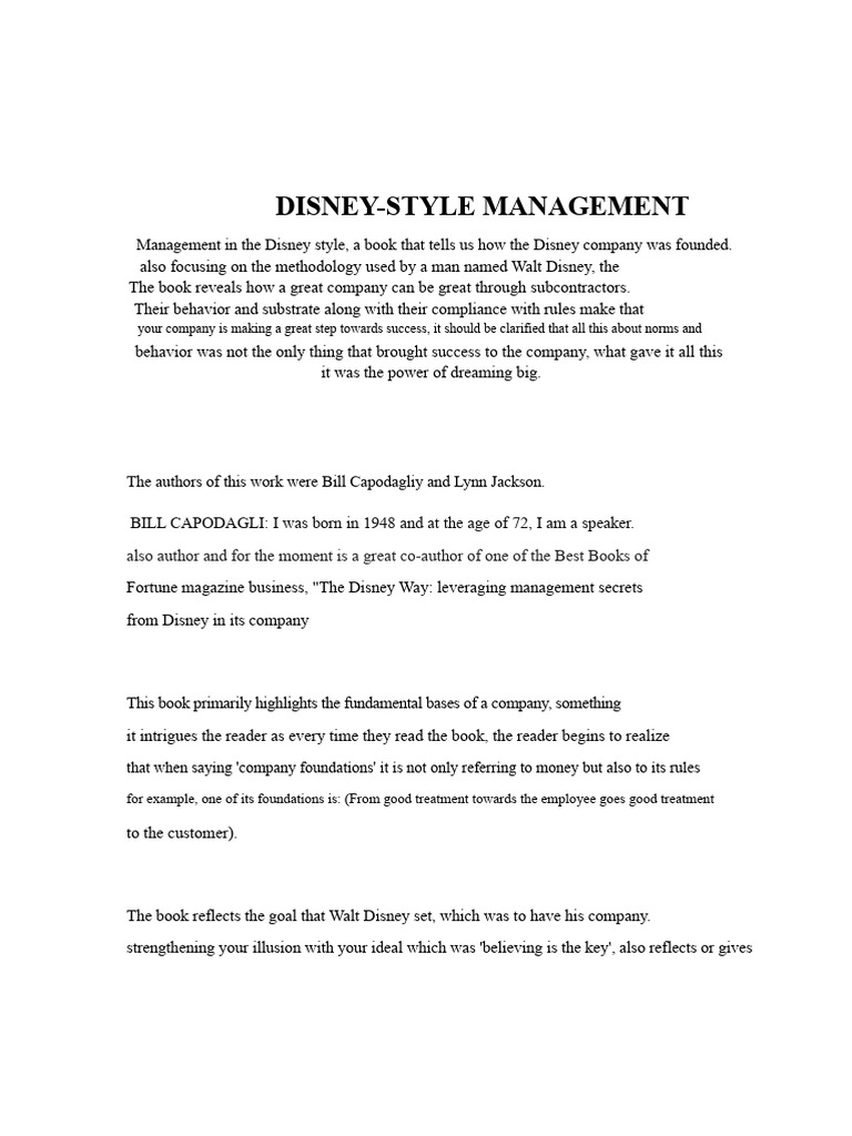 Disney-Style Management Insights | PDF