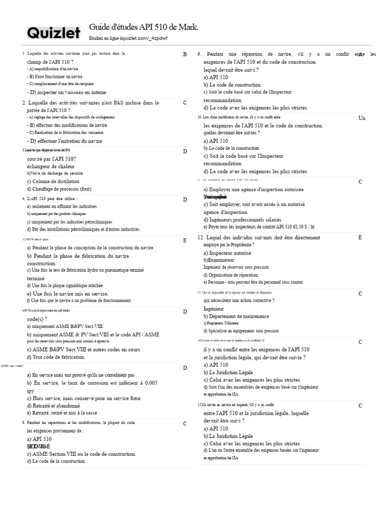 Guide d'études API 510 : Exigences et Activités | PDF | Soudage ...