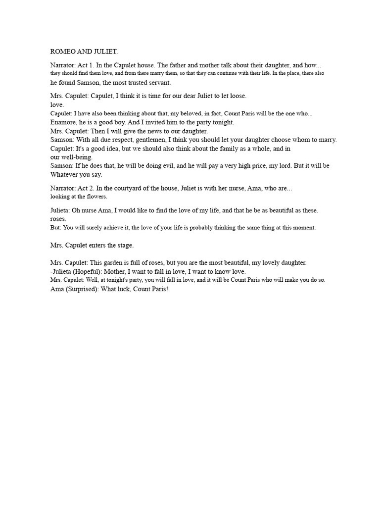 Short script - Romeo and Juliet - Jesus Sanchez | PDF | Characters In ...