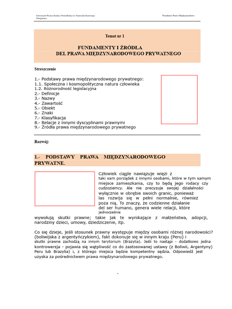 Temat NR 1 Podstawy Prawa Międzynarodowego Prywatnego | PDF