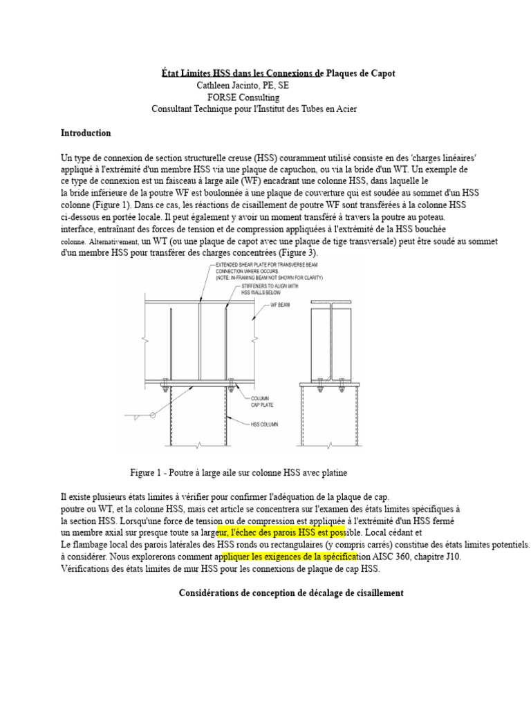 État Limites HSS pour Connexions de Plaques | PDF | Flambage ...