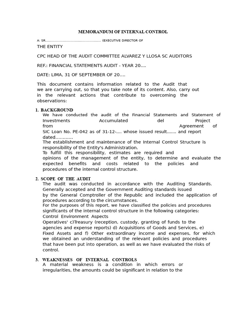 Internal Control Audit Findings Report | PDF | Internal Control | Audit